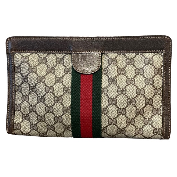 ♦️SOLD♦️GUCCI Ophidia Sherry Web GG monogram supreme Clutch - Picture 3 of 15